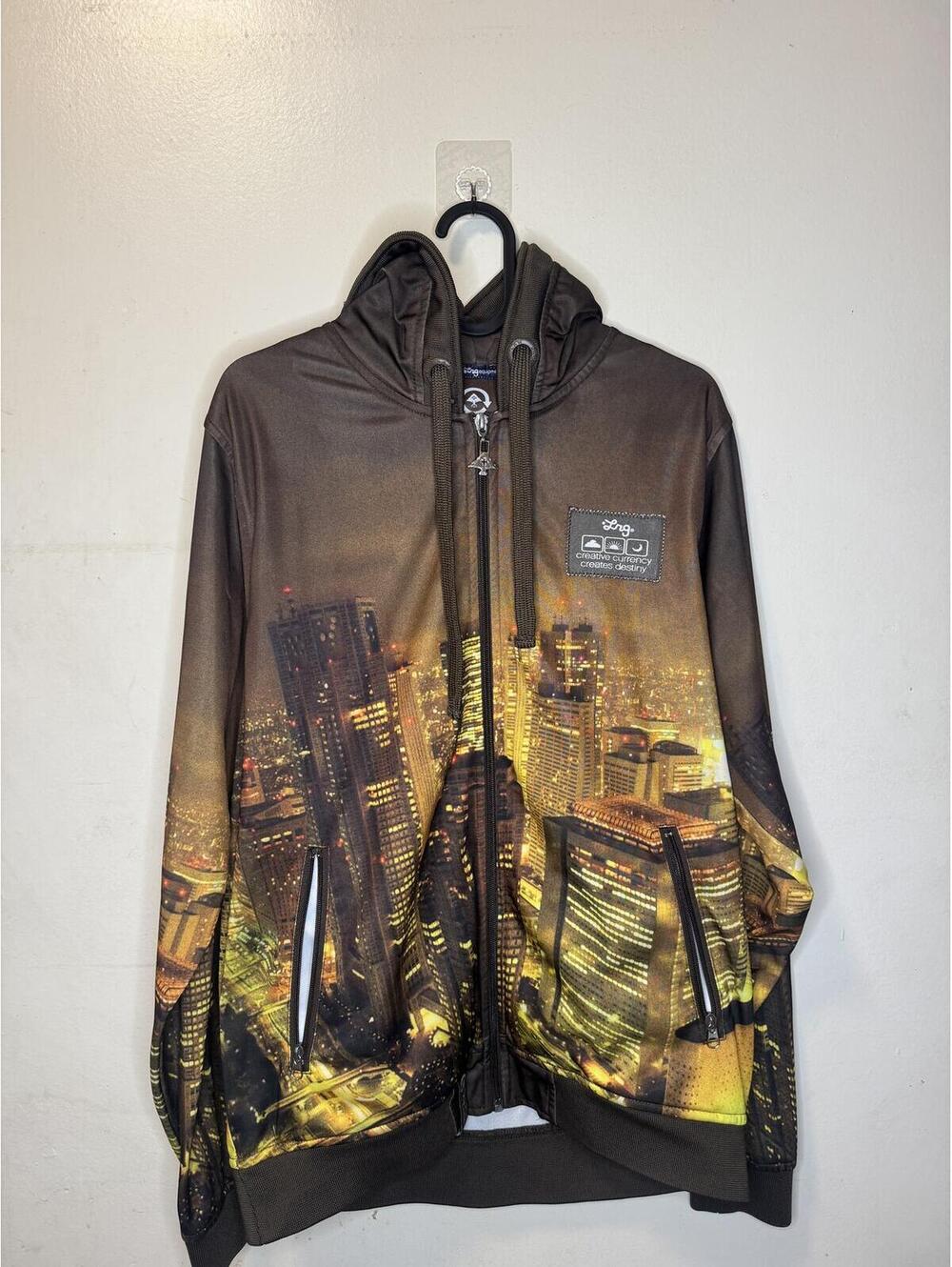 LRG Tokyo Skyline Hoodie 2007 Full Zip All Over Print